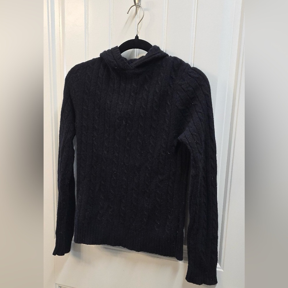 J.Crew Wool Angora Cashmere Cable Knit Hooded Sweater M